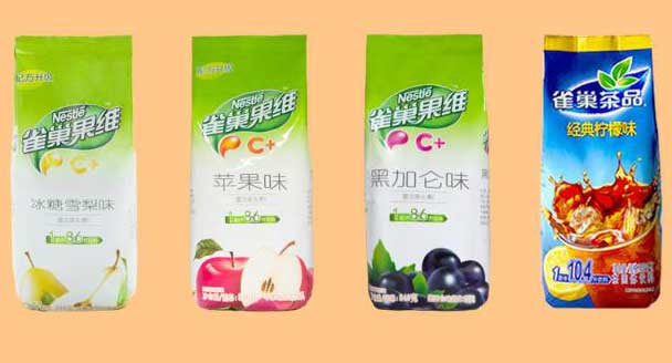 插角袋果汁粉包装展示图